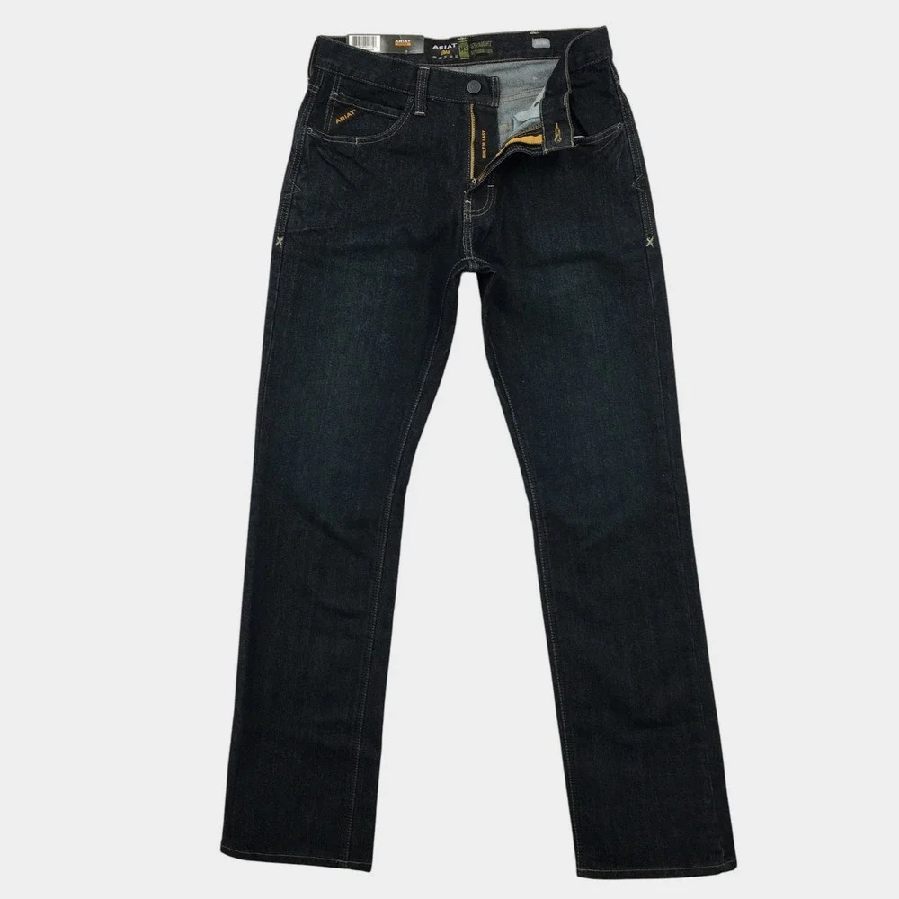 NEW! Ariat Rebar M5 Straight Jeans Mens 32x36 DuraStretch Dark Denim Work Wear